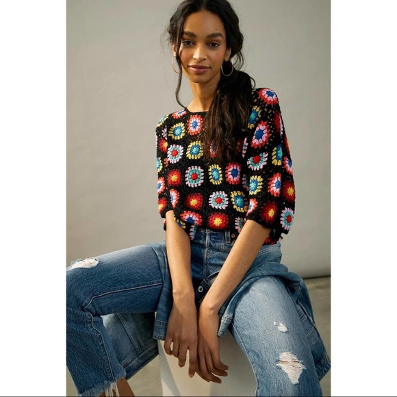 Anthropologie Tops - NEW Anthropologie Magdalena Crochet Sweater